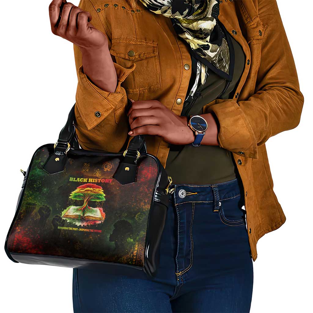 Black History Tree of Knowledge Shoulder Handbag Pan-African Afrocentric Drip Art Illustration