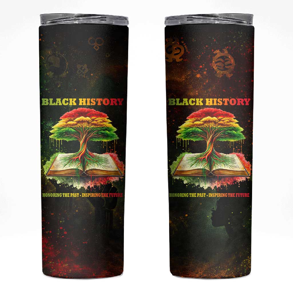 Black History Tree of Knowledge Skinny Tumbler Pan-African Afrocentric Drip Art Illustration