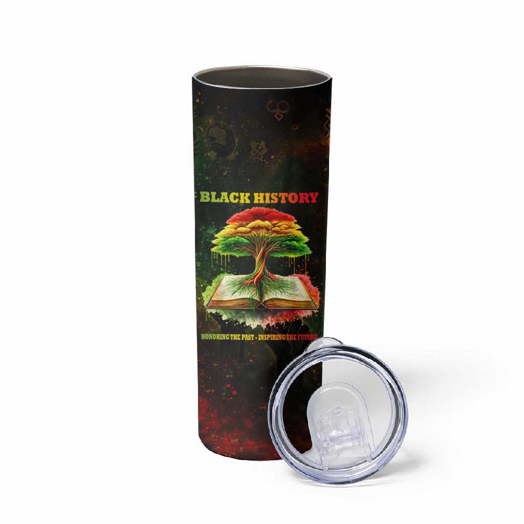 Black History Tree of Knowledge Skinny Tumbler Pan-African Afrocentric Drip Art Illustration