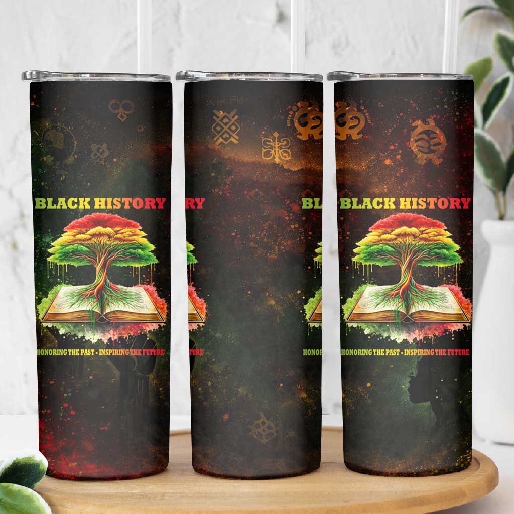 Black History Tree of Knowledge Skinny Tumbler Pan-African Afrocentric Drip Art Illustration