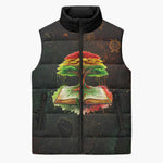 Black History Tree of Knowledge Sleeveless Puffer Jacket Pan-African Afrocentric Drip Art Illustration