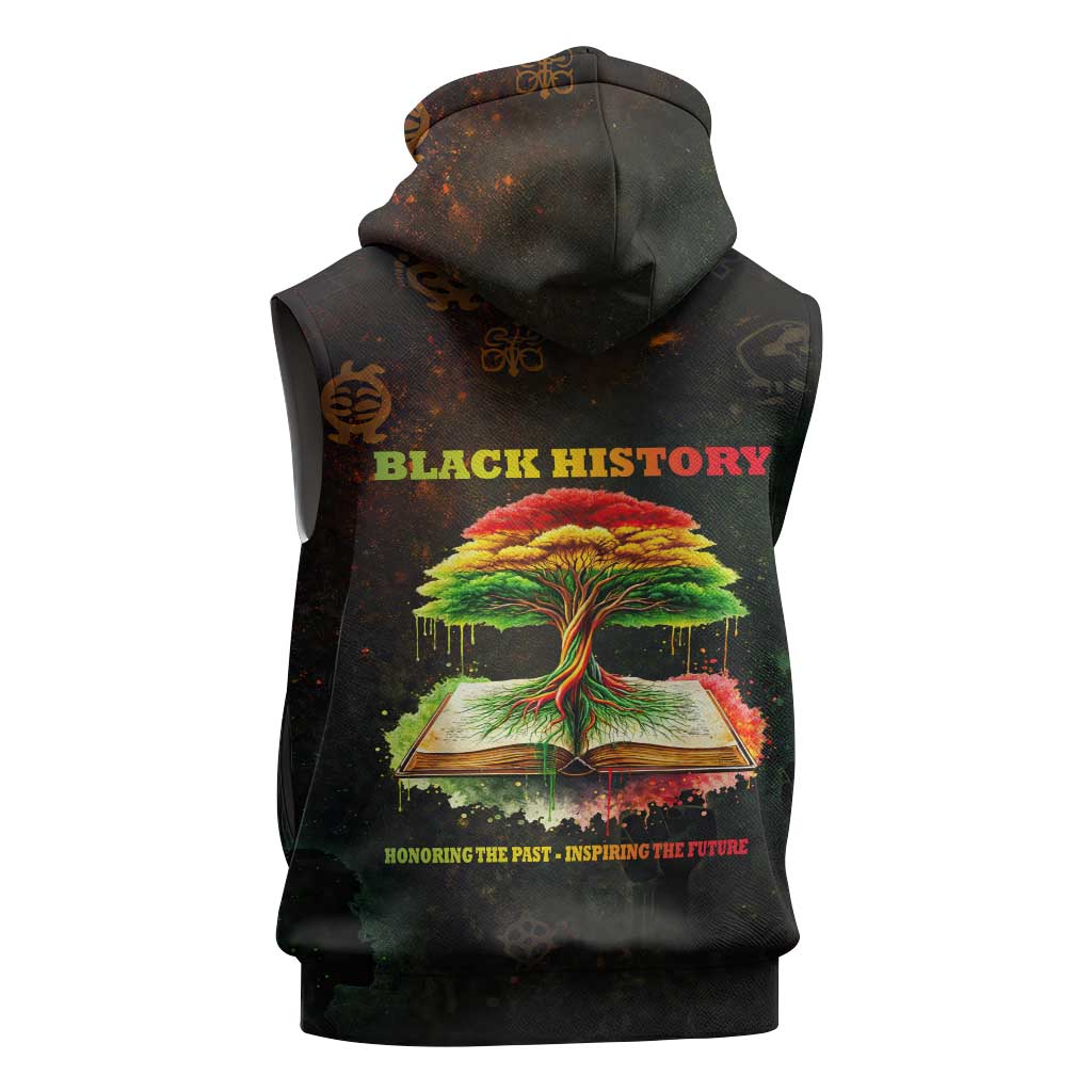 Black History Tree of Knowledge Sleeveless Zip Hoodie Pan-African Afrocentric Drip Art Illustration