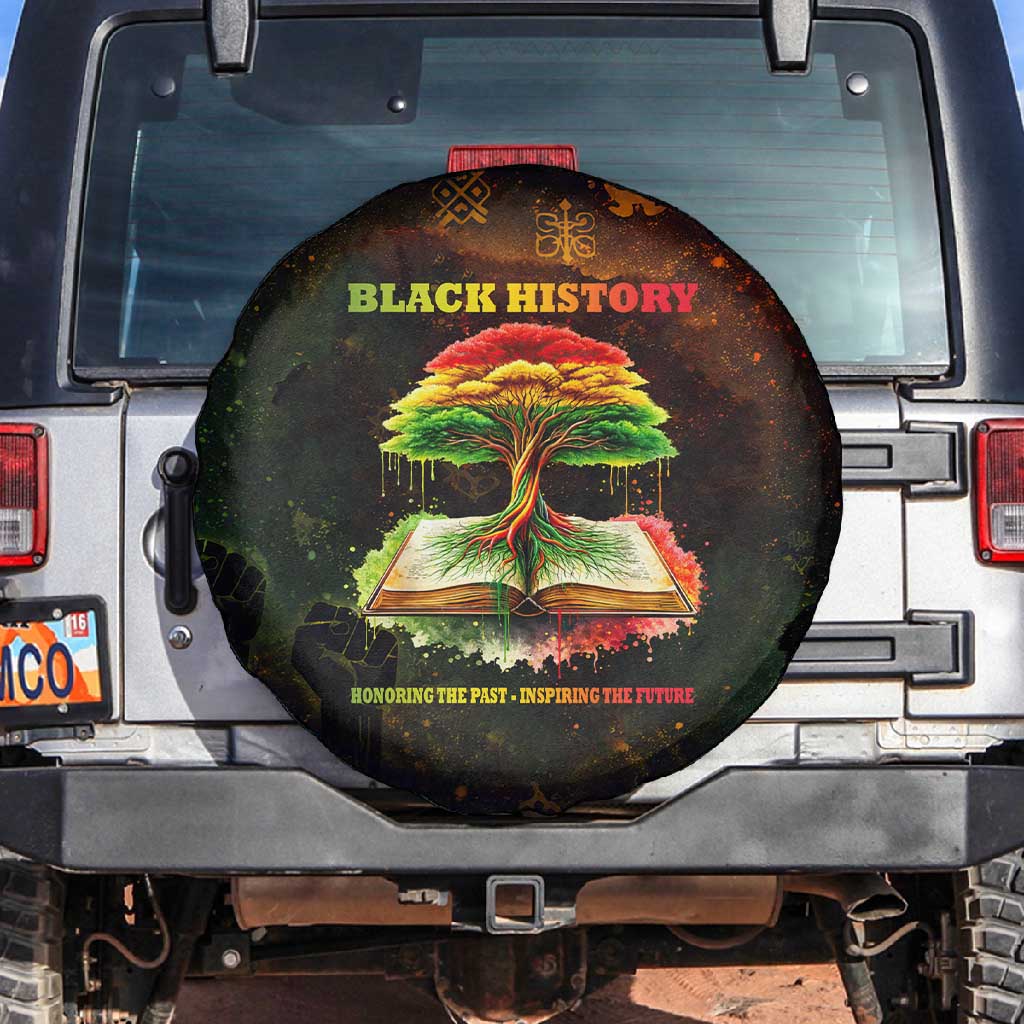 Black History Tree of Knowledge Spare Tire Cover Pan-African Afrocentric Drip Art Illustration
