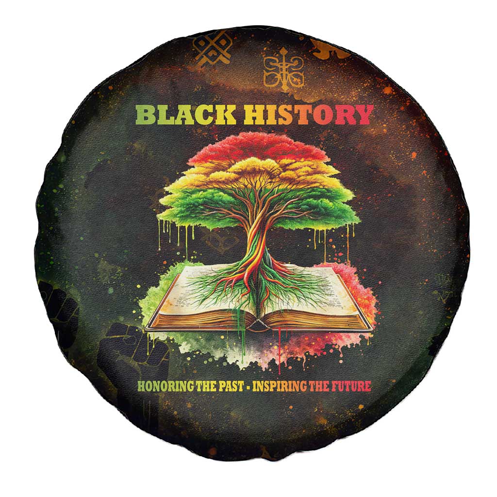 Black History Tree of Knowledge Spare Tire Cover Pan-African Afrocentric Drip Art Illustration