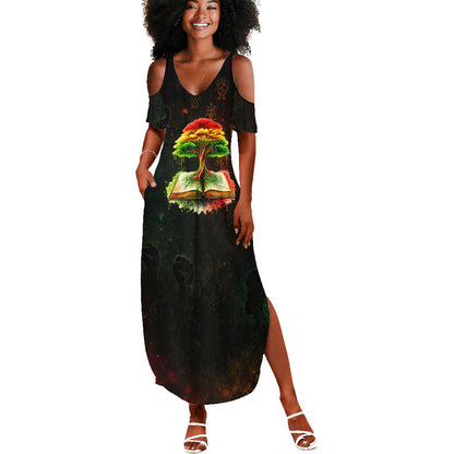 Black History Tree of Knowledge Summer Maxi Dress Pan-African Afrocentric Drip Art Illustration