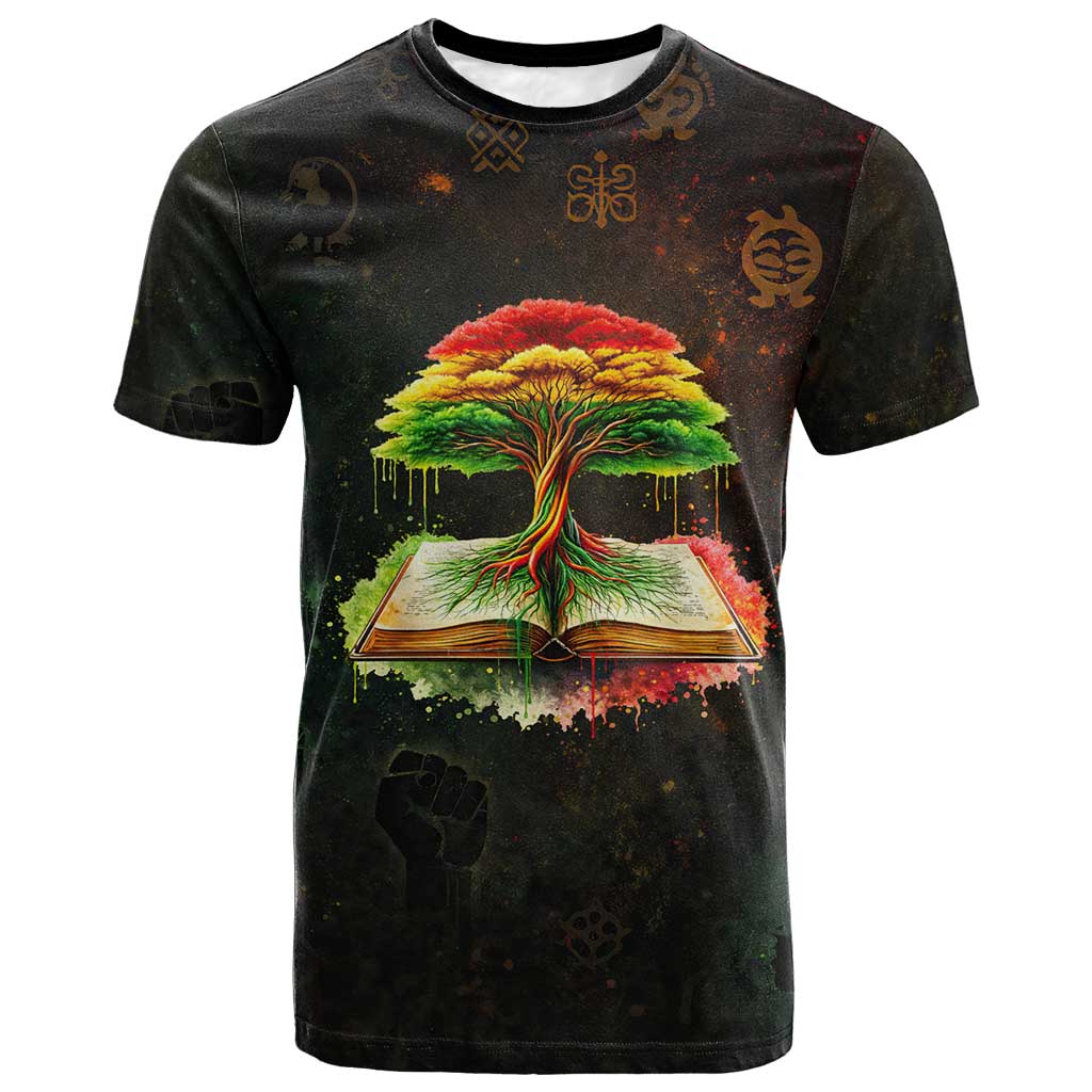 Black History Tree of Knowledge T shirt Pan-African Afrocentric Drip Art Illustration