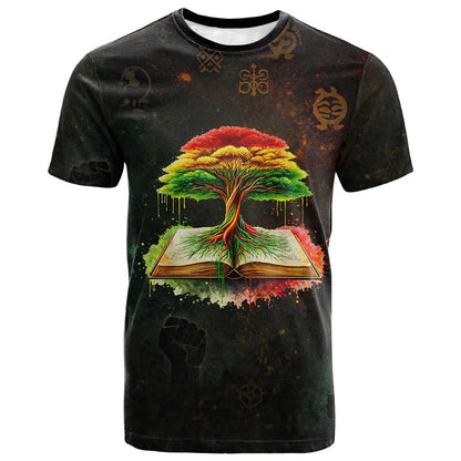 Black History Tree of Knowledge T shirt Pan-African Afrocentric Drip Art Illustration