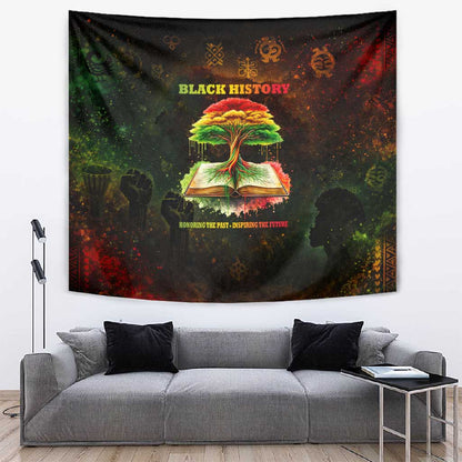 Black History Tree of Knowledge Tapestry Pan-African Afrocentric Drip Art Illustration