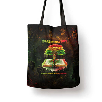 Black History Tree of Knowledge Tote Bag Pan-African Afrocentric Drip Art Illustration