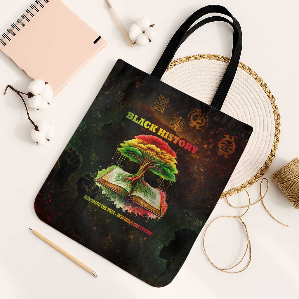 Black History Tree of Knowledge Tote Bag Pan-African Afrocentric Drip Art Illustration