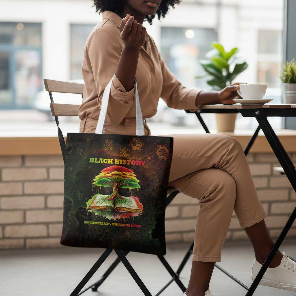 Black History Tree of Knowledge Tote Bag Pan-African Afrocentric Drip Art Illustration