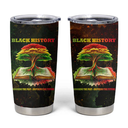 Black History Tree of Knowledge Tumbler Cup Pan-African Afrocentric Drip Art Illustration