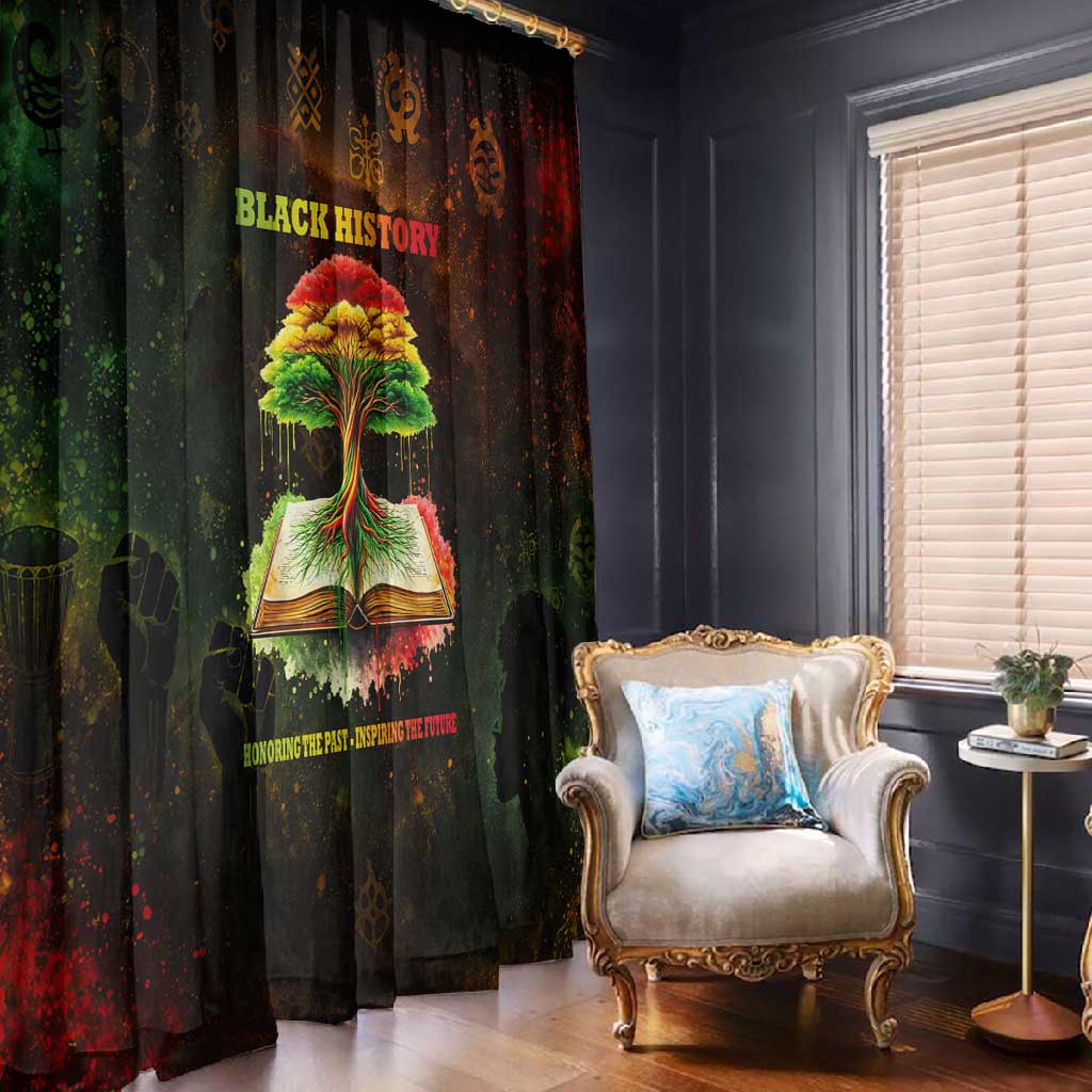 Black History Tree of Knowledge Window Curtain Pan-African Afrocentric Drip Art Illustration