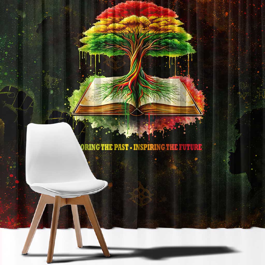 Black History Tree of Knowledge Window Curtain Pan-African Afrocentric Drip Art Illustration