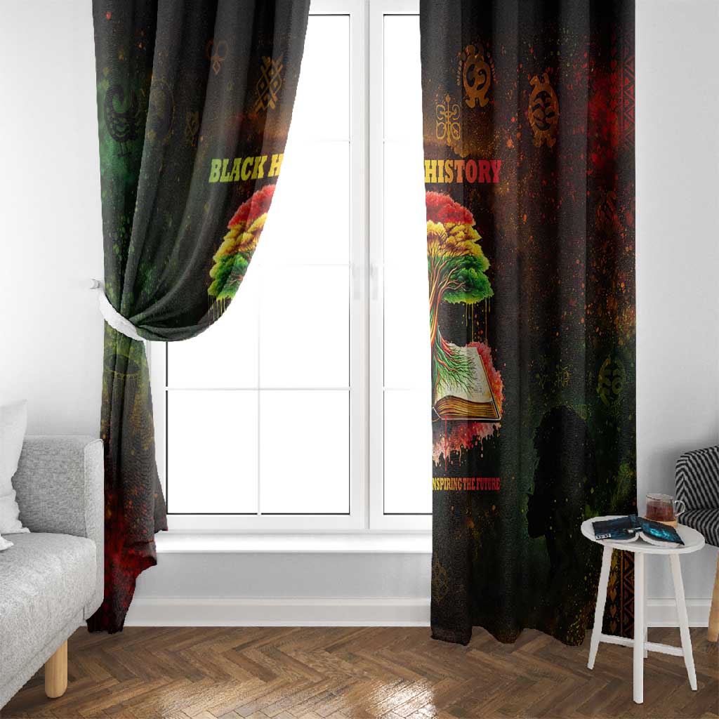 Black History Tree of Knowledge Window Curtain Pan-African Afrocentric Drip Art Illustration