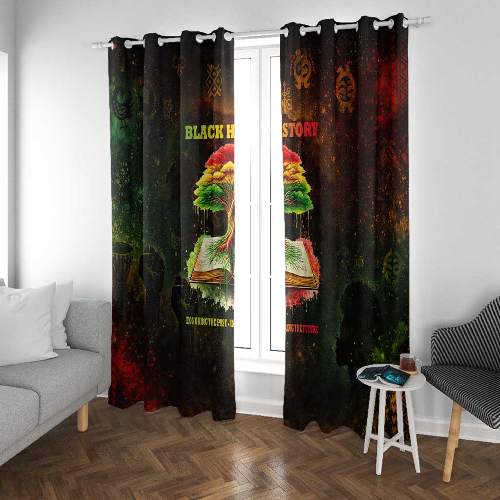 Black History Tree of Knowledge Window Curtain Pan-African Afrocentric Drip Art Illustration