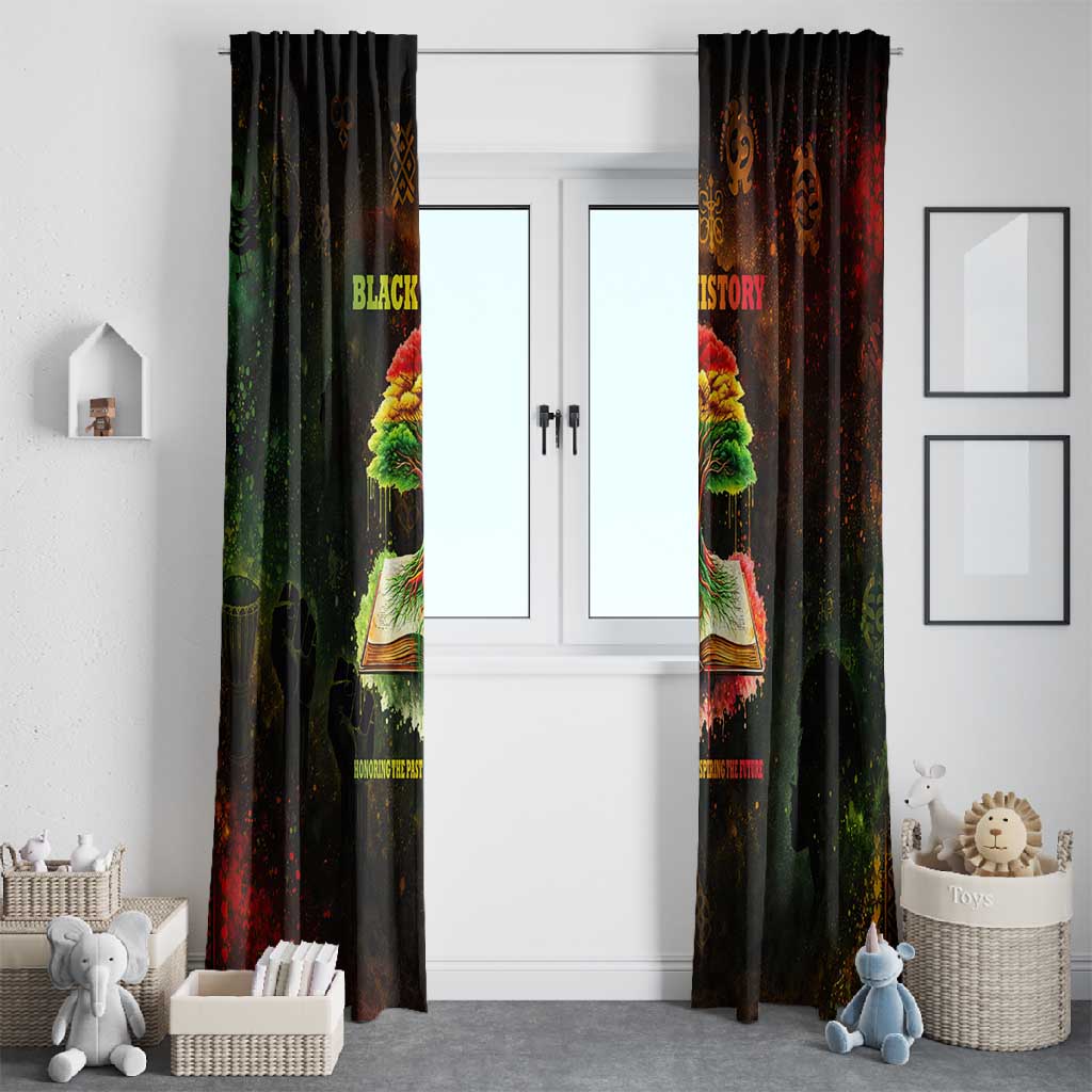 Black History Tree of Knowledge Window Curtain Pan-African Afrocentric Drip Art Illustration