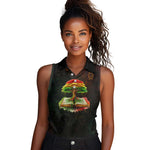 Black History Tree of Knowledge Women Sleeveless Polo Shirt Pan-African Afrocentric Drip Art Illustration