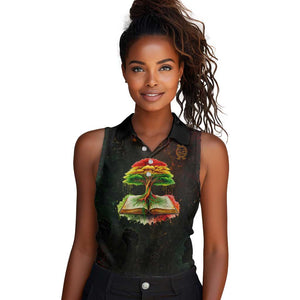Black History Tree of Knowledge Women Sleeveless Polo Shirt Pan-African Afrocentric Drip Art Illustration