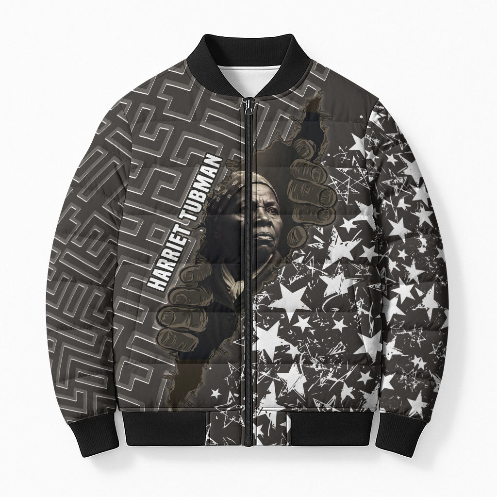 Harriet Tubman Underground Railroad Bomber Puffer Jacket Fearless In The Dark - Civil Rights Hero Vintage Art