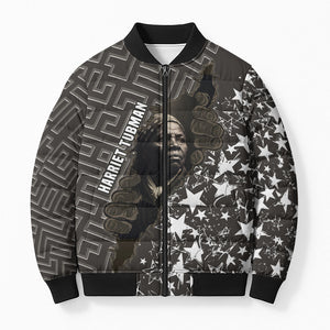 Harriet Tubman Underground Railroad Bomber Puffer Jacket Fearless In The Dark - Civil Rights Hero Vintage Art