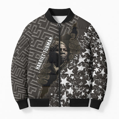 Harriet Tubman Underground Railroad Bomber Puffer Jacket Fearless In The Dark - Civil Rights Hero Vintage Art