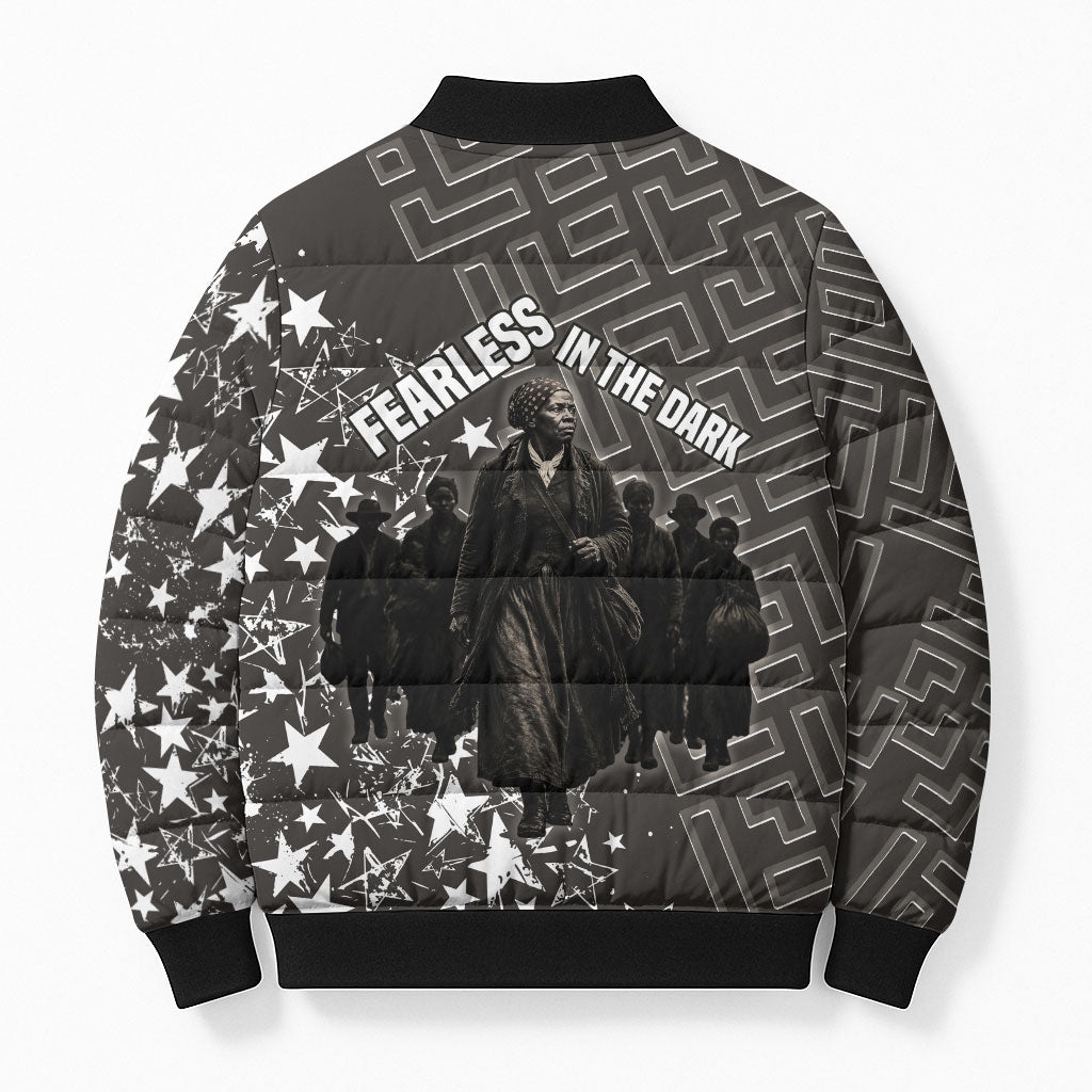 Harriet Tubman Underground Railroad Bomber Puffer Jacket Fearless In The Dark - Civil Rights Hero Vintage Art
