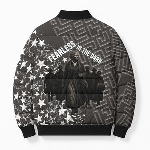 Harriet Tubman Underground Railroad Bomber Puffer Jacket Fearless In The Dark - Civil Rights Hero Vintage Art