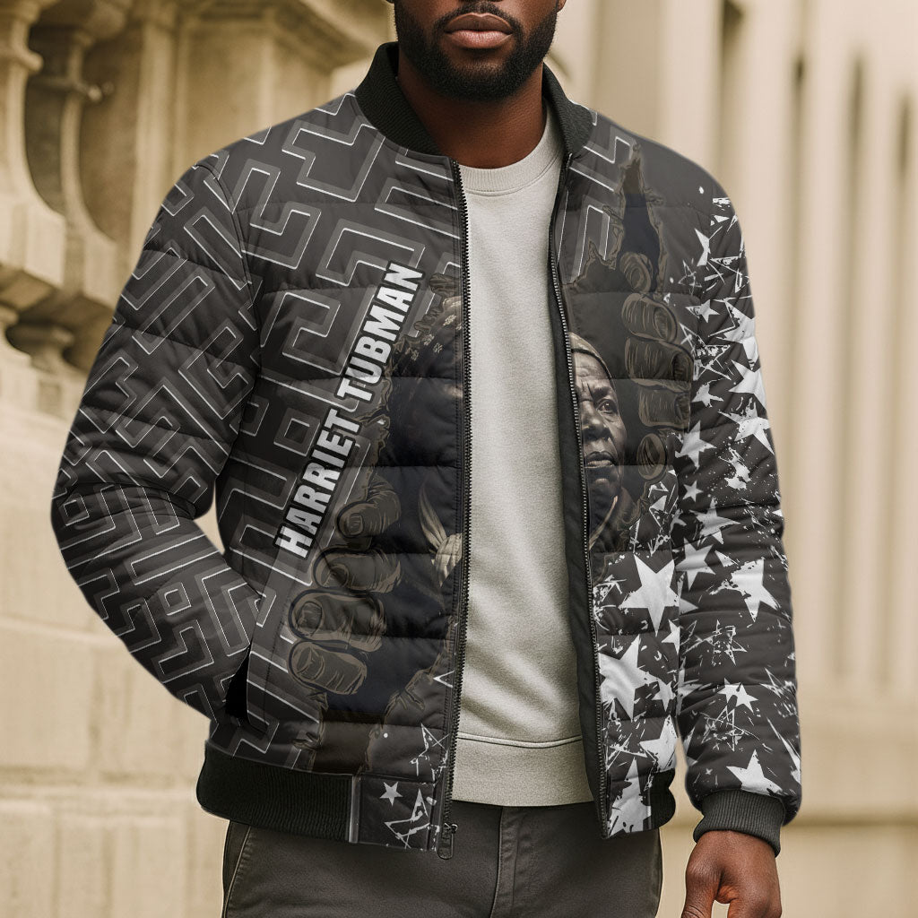 Harriet Tubman Underground Railroad Bomber Puffer Jacket Fearless In The Dark - Civil Rights Hero Vintage Art
