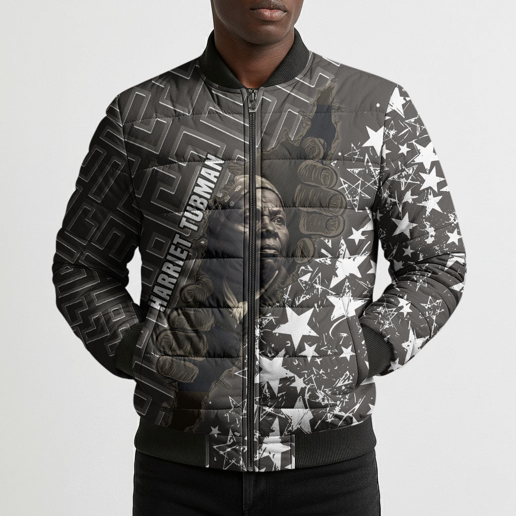 Harriet Tubman Underground Railroad Bomber Puffer Jacket Fearless In The Dark - Civil Rights Hero Vintage Art
