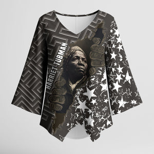 Harriet Tubman Underground Railroad Kimono Sleeve Blouse Fearless In The Dark - Civil Rights Hero Vintage Art