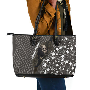 Harriet Tubman Underground Railroad Leather Tote Bag Fearless In The Dark - Civil Rights Hero Vintage Art