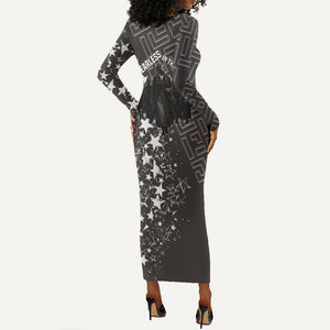 Harriet Tubman Underground Railroad Long Sleeve Bodycon Dress Fearless In The Dark - Civil Rights Hero Vintage Art