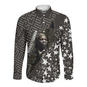 Harriet Tubman Underground Railroad Long Sleeve Button Shirt Fearless In The Dark - Civil Rights Hero Vintage Art