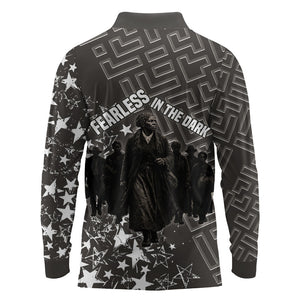 Harriet Tubman Underground Railroad Long Sleeve Polo Shirt Fearless In The Dark - Civil Rights Hero Vintage Art