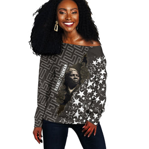 Harriet Tubman Underground Railroad Off Shoulder Sweater Fearless In The Dark - Civil Rights Hero Vintage Art