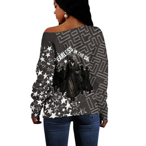 Harriet Tubman Underground Railroad Off Shoulder Sweater Fearless In The Dark - Civil Rights Hero Vintage Art