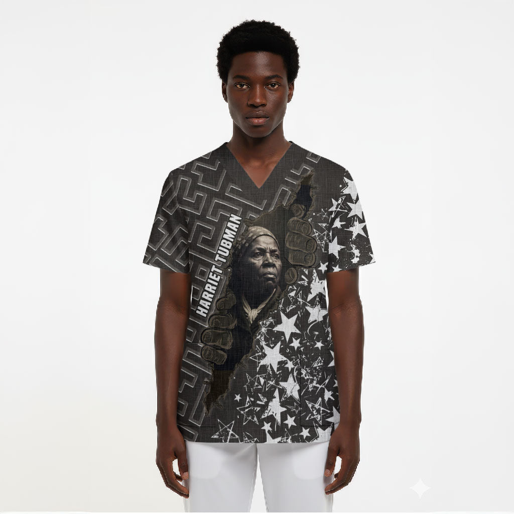 Harriet Tubman Underground Railroad Scrub Top Fearless In The Dark - Civil Rights Hero Vintage Art