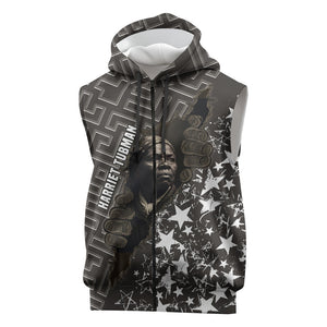 Harriet Tubman Underground Railroad Sleeveless Zip Hoodie Fearless In The Dark - Civil Rights Hero Vintage Art
