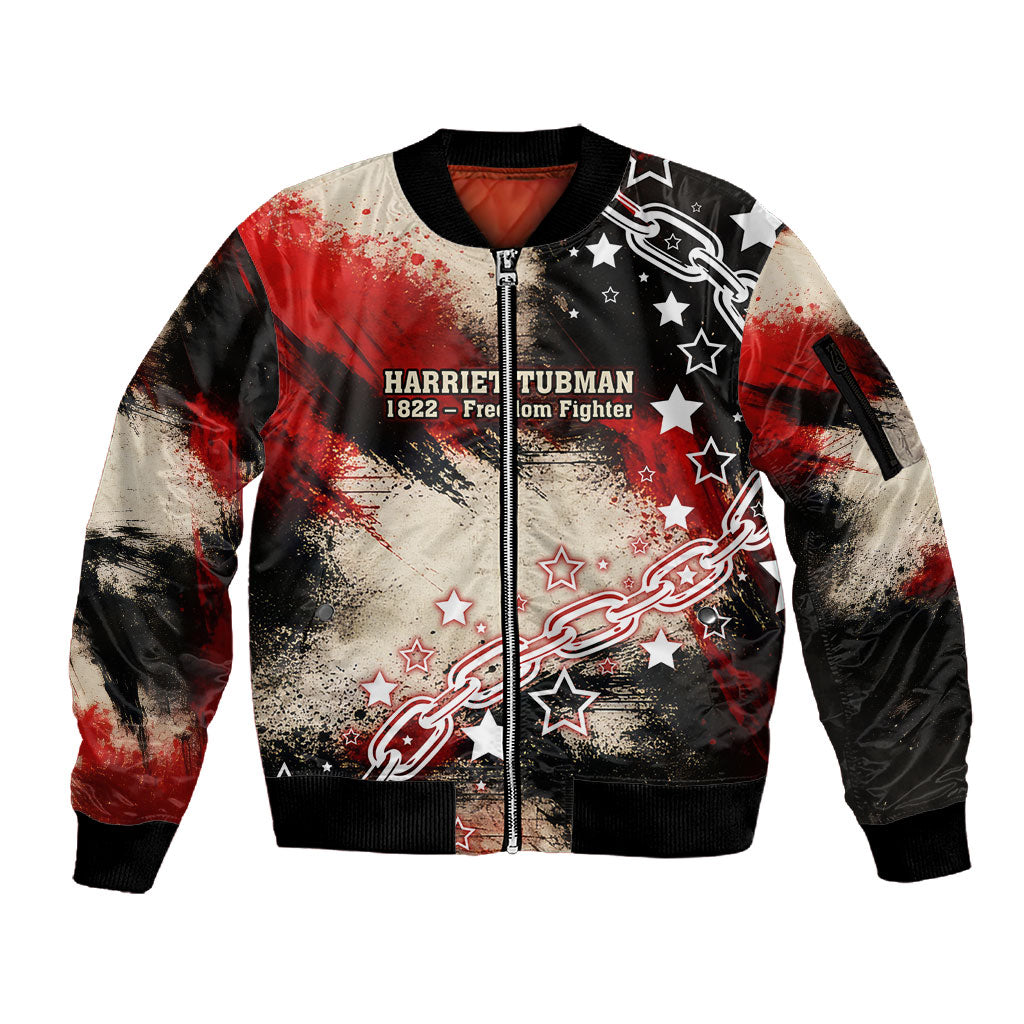 Freedom Fighter Harriet Tubman Sleeve Zip Bomber Jacket Freedom Was The Destination 1822