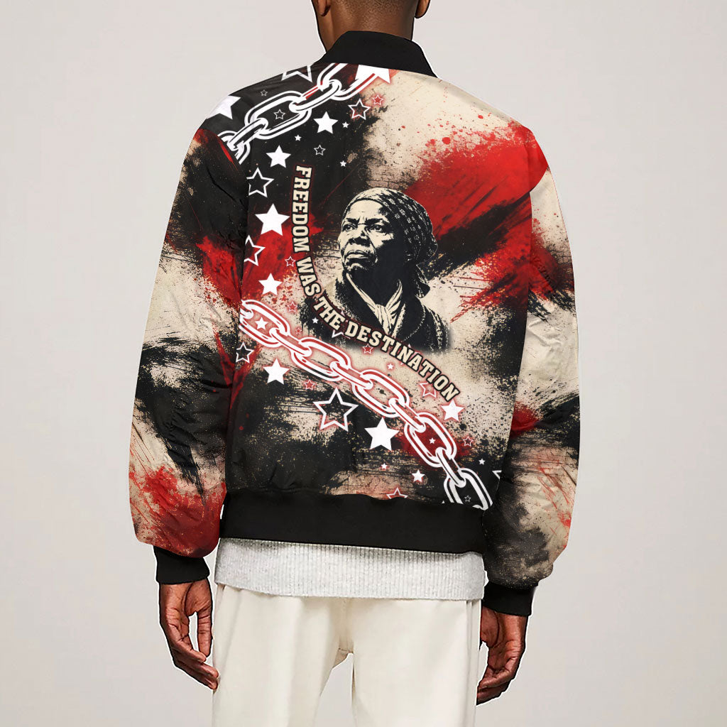 Freedom Fighter Harriet Tubman Sleeve Zip Bomber Jacket Freedom Was The Destination 1822