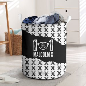 Malcolm X 101 Years Of Resistance Laundry Basket Civil Rights Leader Portrait - Monochrome X Pattern