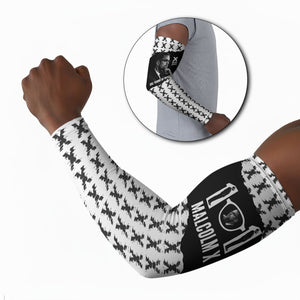Malcolm X 101 Years Of Resistance Arm Sleeves Civil Rights Leader Portrait - Monochrome X Pattern