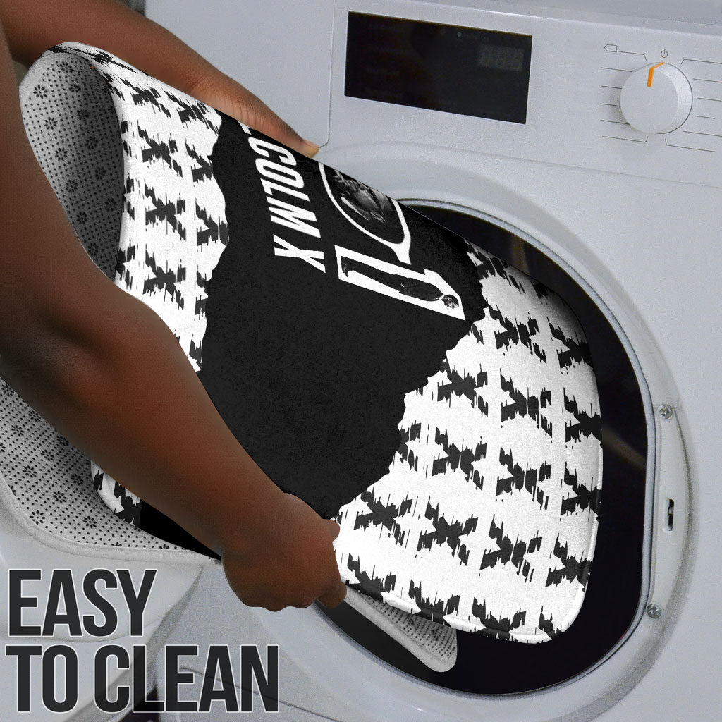 Malcolm X 101 Years Of Resistance Bathroom Set Civil Rights Leader Portrait - Monochrome X Pattern
