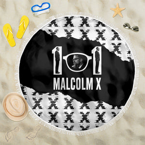Malcolm X 101 Years Of Resistance Beach Blanket Civil Rights Leader Portrait - Monochrome X Pattern