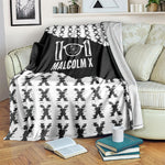 Malcolm X 101 Years Of Resistance Blanket Civil Rights Leader Portrait - Monochrome X Pattern
