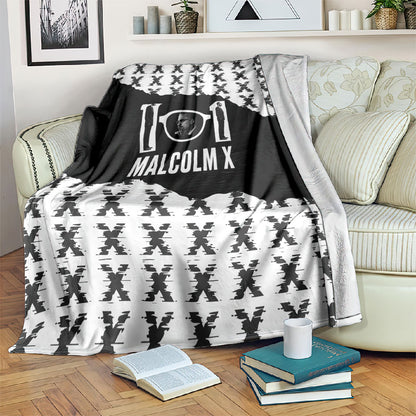 Malcolm X 101 Years Of Resistance Blanket Civil Rights Leader Portrait - Monochrome X Pattern