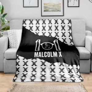 Malcolm X 101 Years Of Resistance Blanket Civil Rights Leader Portrait - Monochrome X Pattern