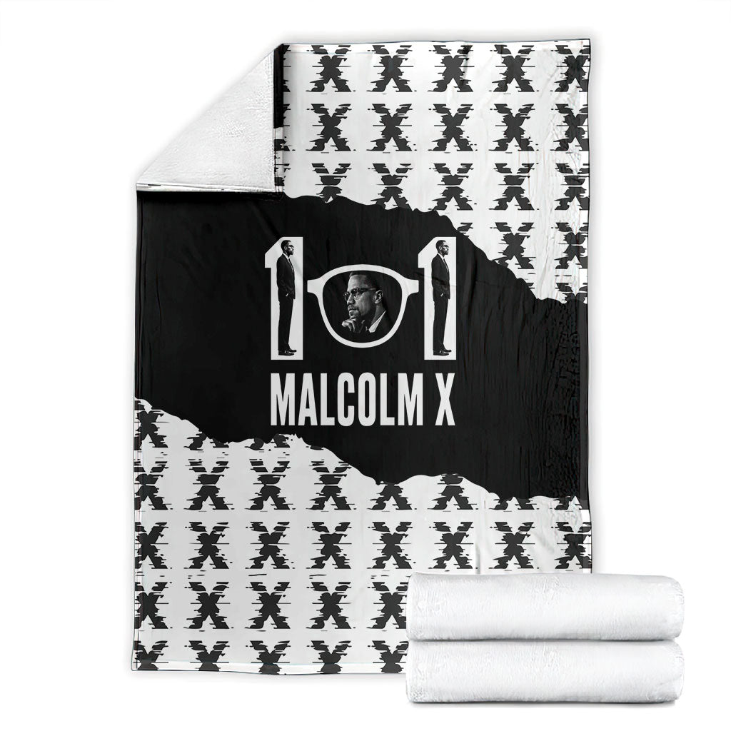 Malcolm X 101 Years Of Resistance Blanket Civil Rights Leader Portrait - Monochrome X Pattern