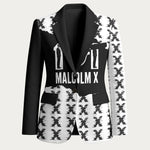 Malcolm X 101 Years Of Resistance Blazer Civil Rights Leader Portrait - Monochrome X Pattern